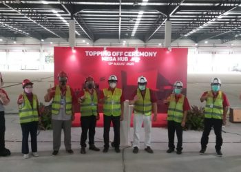 Topping Off Pembangunan Mega Hub JNE, Percepat Mobilitas Paket Kiriman