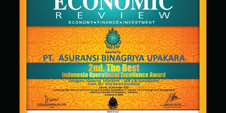 Binagriya Upakara Raih 2nd The Best General Insurance – SOE’s & Subsidiaries pada IOEA 2020