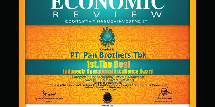 Konsistensi & Inovasi Antar Pan Brothers Raih 1st The Best Public Company – Textile & Garment pada IOEA 2020
