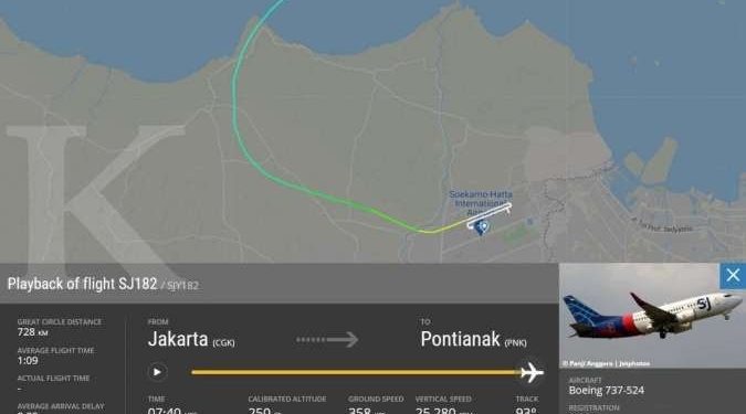 Sriwijaya Air 182, Hilang Kontak dan Jatuh
