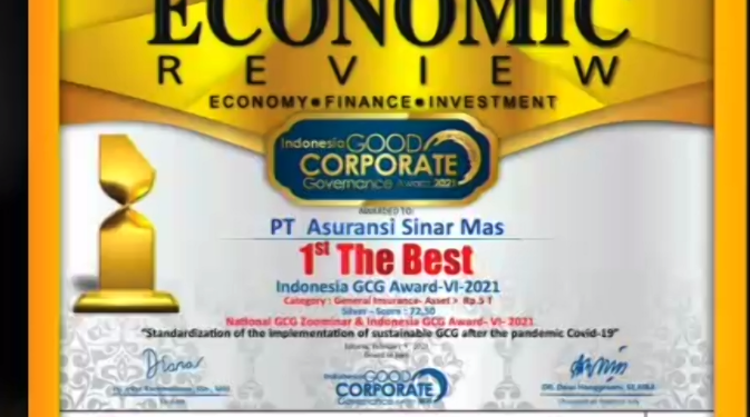 Terbaik Pertama di IGCGA 2021, Performa Asuransi Sinar Mas Terus Meningkat