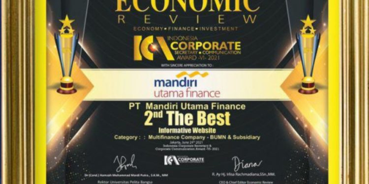 Mandiri Utama Finance Raih 2nd. The Best Informative Website di Ajang ICCA 2021