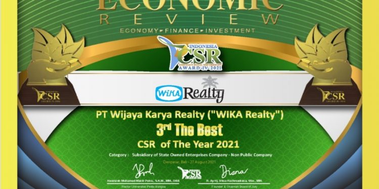 CSR Wika Reality Berkontribusi, Raih Penghargaan ICSRA IV-2021