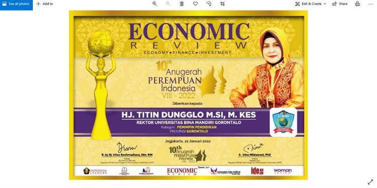 Sang Rektor UBM Raih Penghargan API 2022
