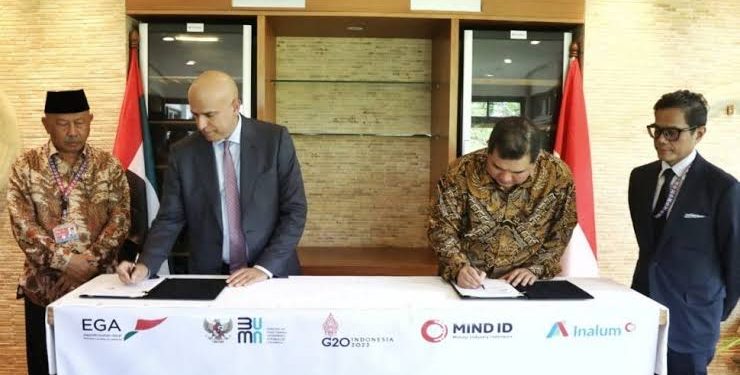 Inalum dan EGA Tandatangani Kerja Sama Kelayakan Alumunium Brownfield di Indonesia