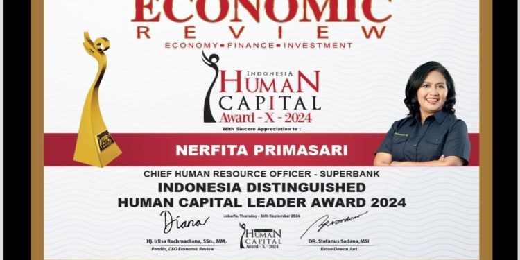 Chief Human Resource Officer Superbank, Nerfita Primasari Raih Human Capital Leader Award 2024
