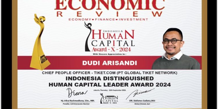 Dudi Arisandi, Chief People Officer tiket.com Raih Indonesia Distinguished Human Capital Leader Award 2024