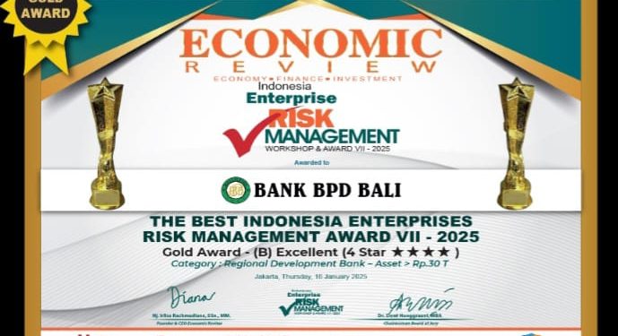 Penuhi Kecukupan Proses Identifikasi dan Pengendalian Risiko, Bank BPD Bali Kembali Raih IERMA Award VII 2025