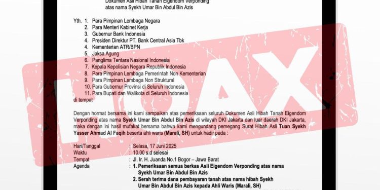 Mensesneg Tidak Pernah Mengeluarkan Surat Undangan Penyelesaian Dokumen Hibah Atas Nama Syekh Umar Bin Abdul Bin Azis