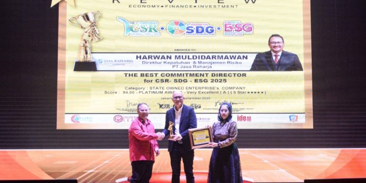 Harwan Muldidarmawan, Direktur Kepatuhan dan Manajemen Risiko PT Jasa Raharja Raih Best Commitment Director For CSR–SDG–ESG Award 2025